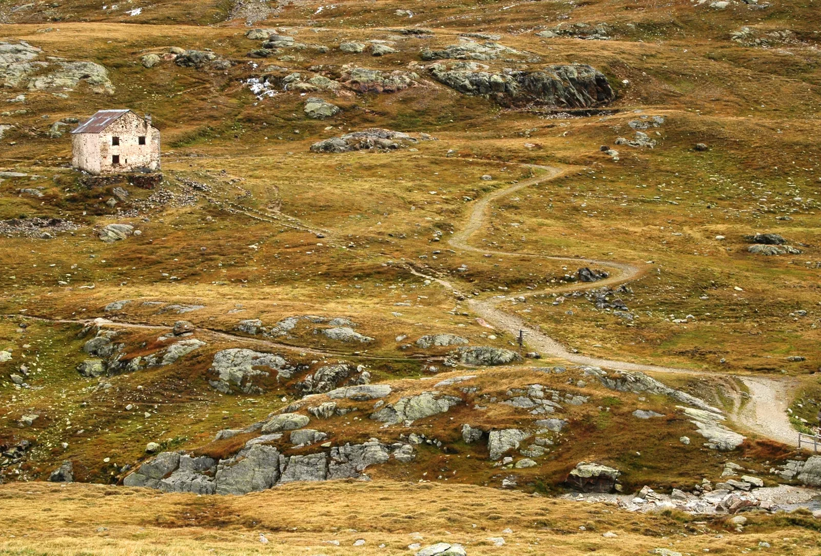 Paesaggio alpino del passo Gavia in Lombardia