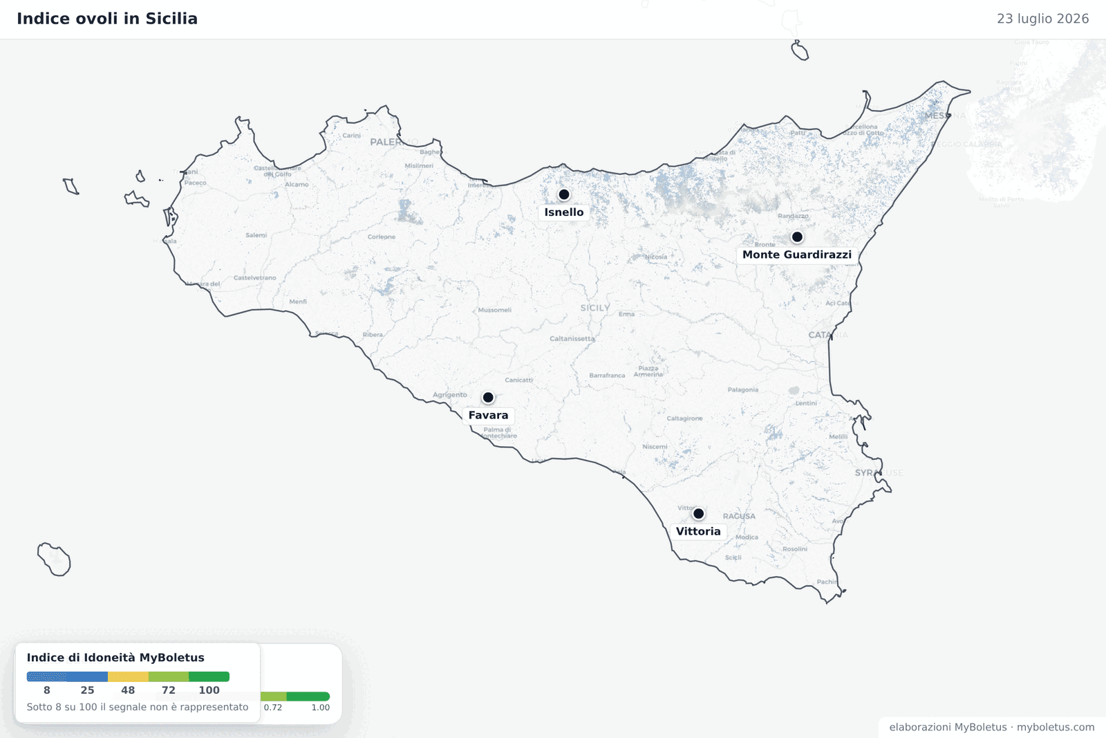 Indice ovoli in Sicilia — 23 luglio 2026