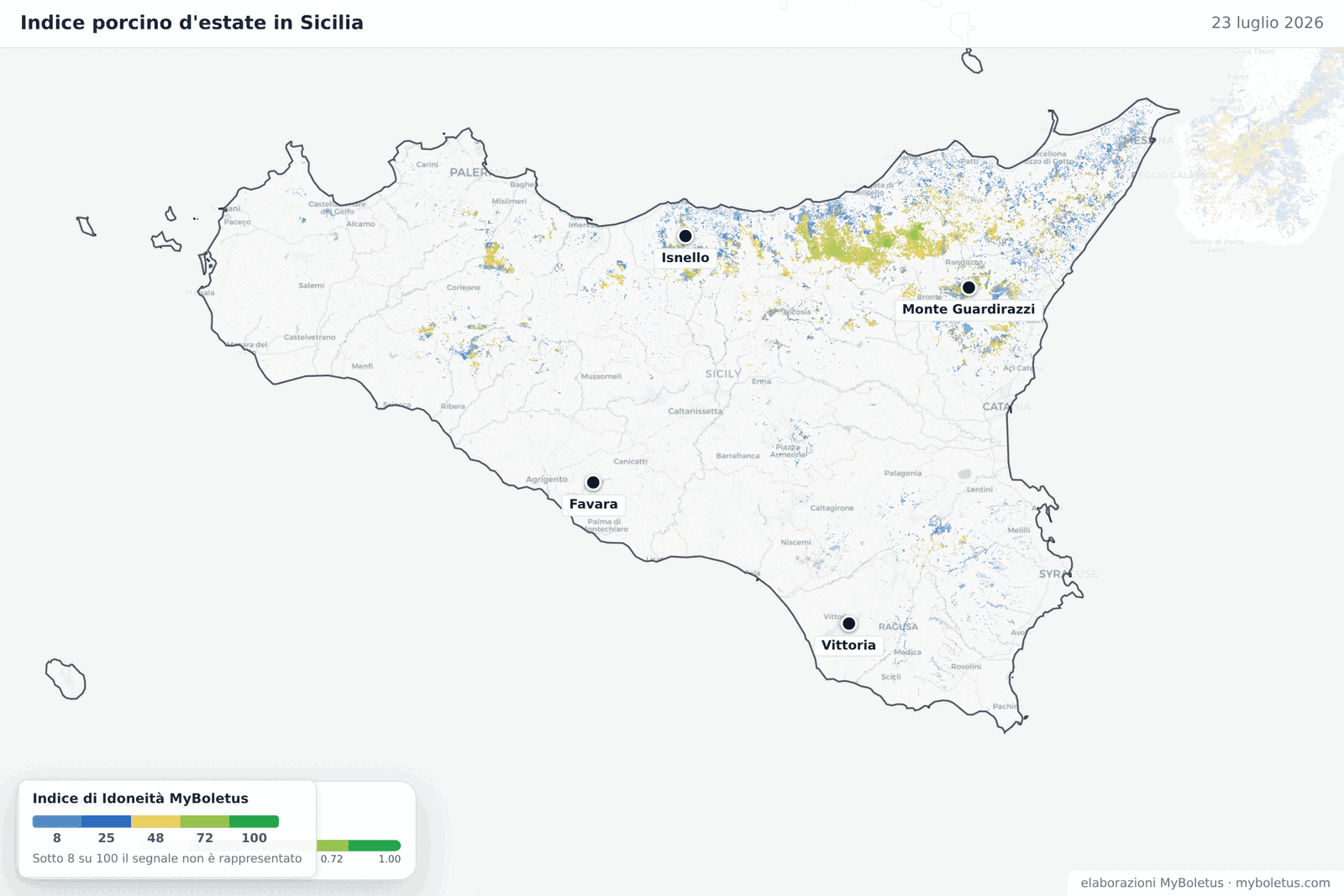 Indice porcino d'estate in Sicilia — 23 luglio 2026